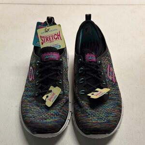 Skechers Black and Multicolor Stretch Sneakers